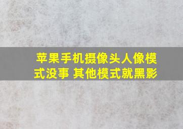 苹果手机摄像头人像模式没事 其他模式就黑影